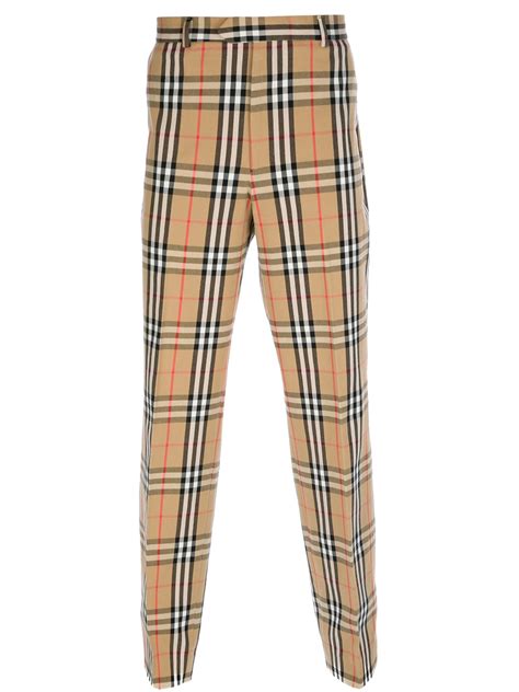 pantaloni uomo burberry|burberry check panel trousers.